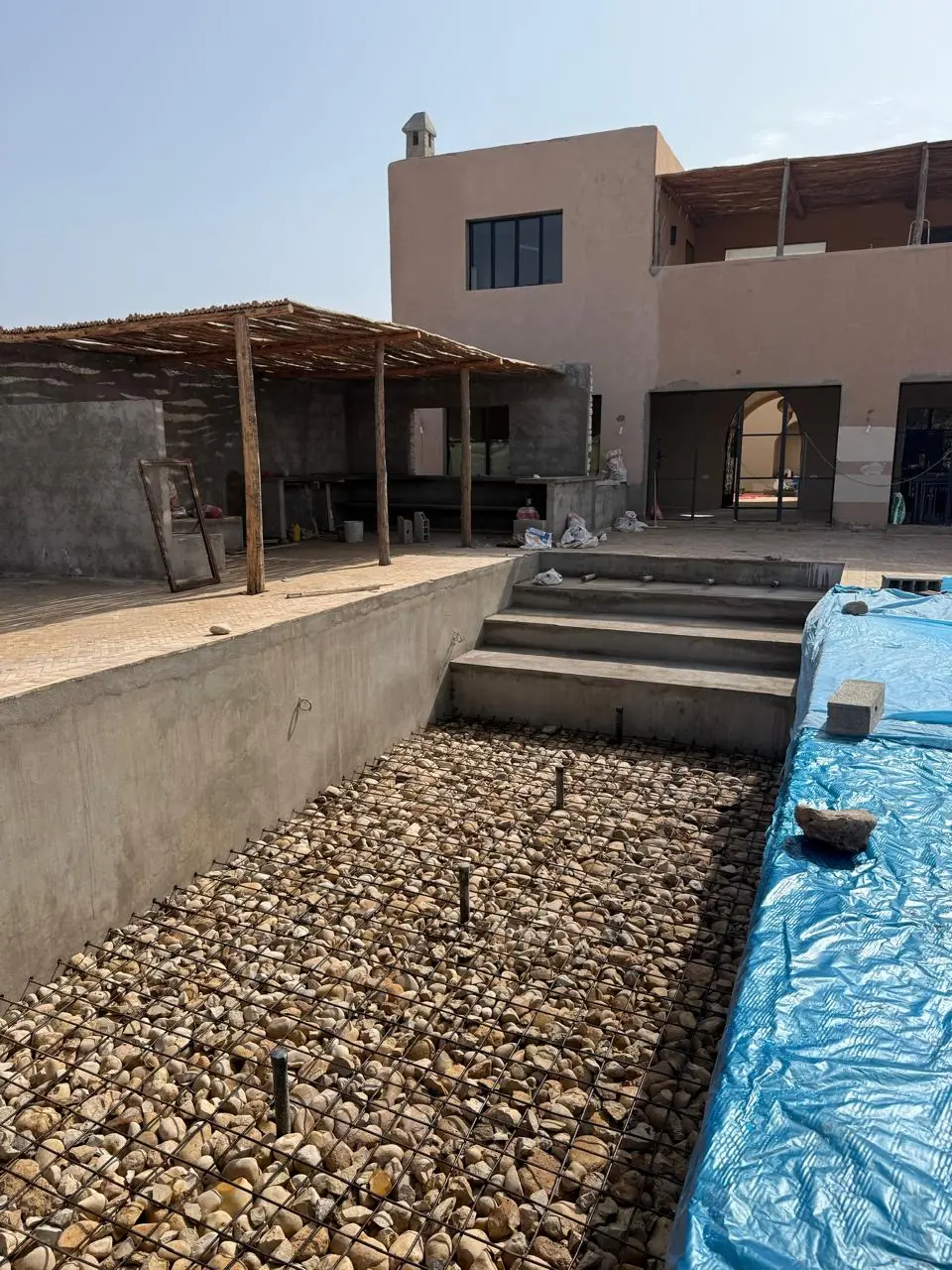 villa swimming pool construction site in Essaouira Morocco